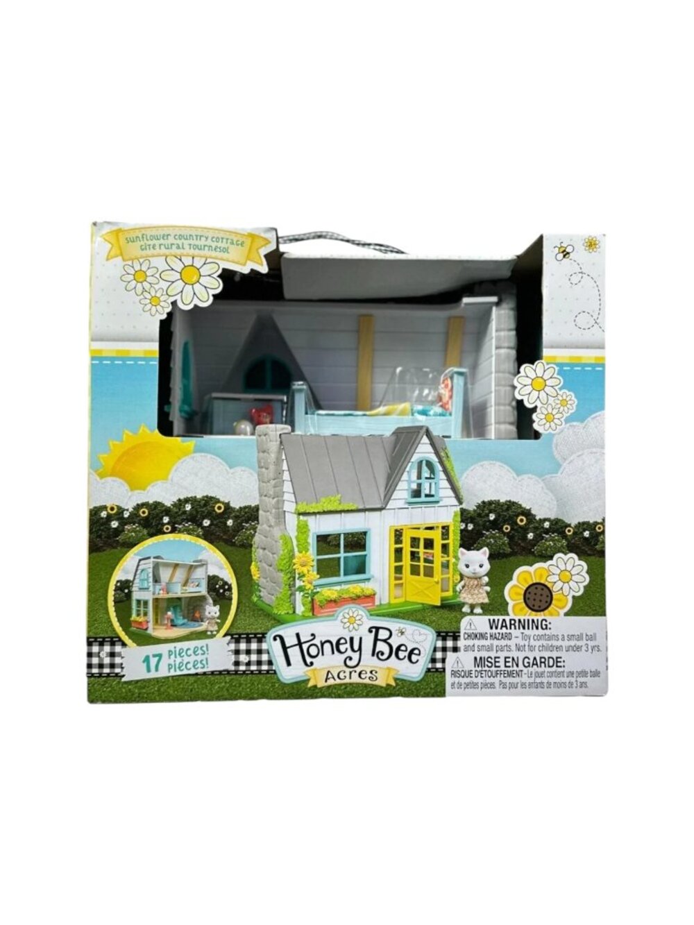 Honey Bee‎ Acres Sunflower Country Cottage Dollhouse Playset 17 Pieces New